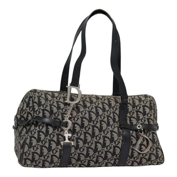 Christian Dior Trotter Canvas Shoulder Bag Black Silver Auth yk14793 - Picture 1 of 16